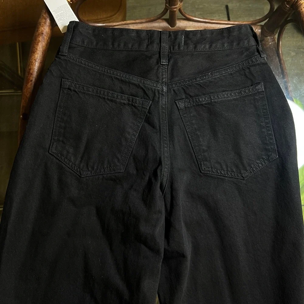 NWT Abercrombie Fitch Womens Black High‎ Rise Loose Curve Love Jeans Size 24